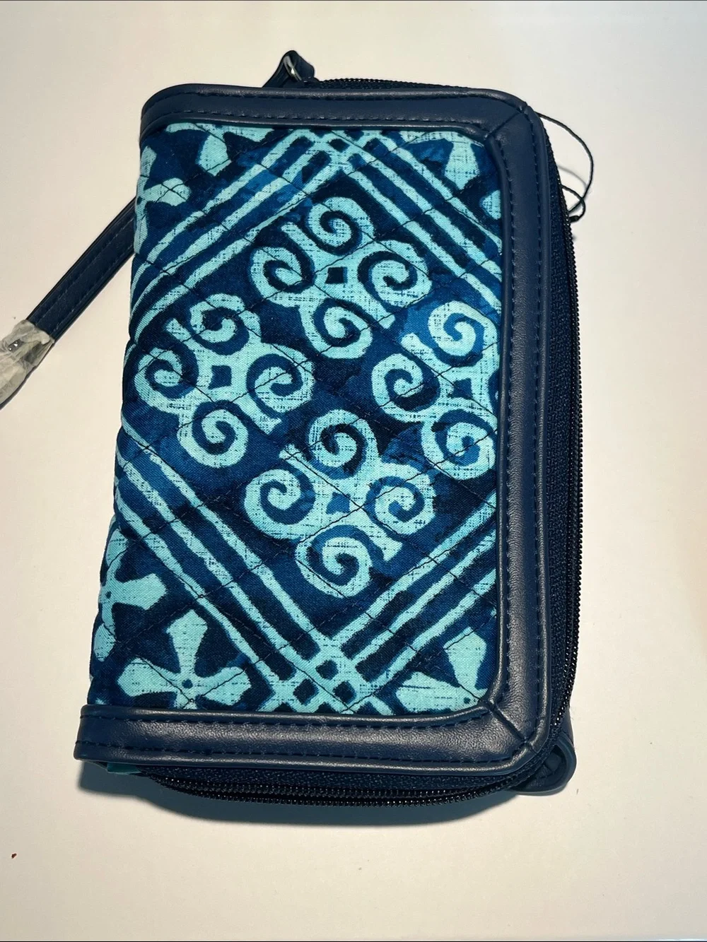 Vera Bradley Blue Patterned Wristlet Clutch with Teal Accents